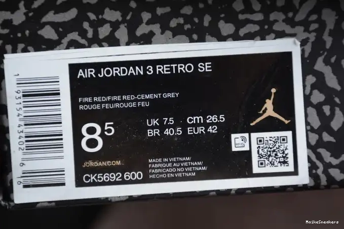 MaikeSneakers Jordan Cement 3 Air Red CK5692-600 0626
